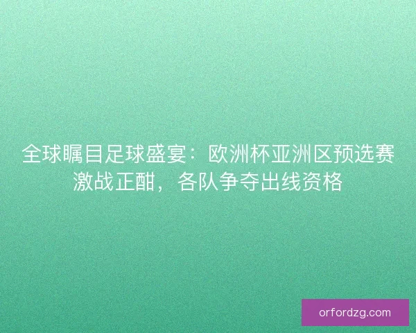 全球瞩目足球盛宴：欧洲杯亚洲区预选赛激战正酣，各队争夺出线资格